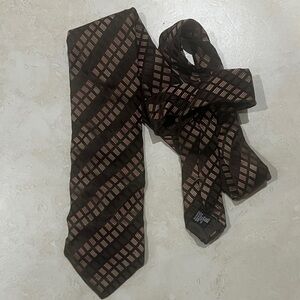 Giorgio Armani Black and Brown Geometric Men's Tie